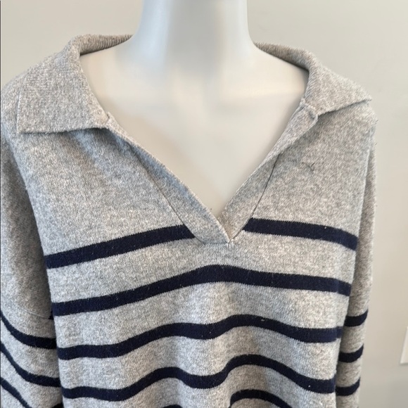 Thread & Supply Gray and Black V-Neck Wool Blend Sweater - Picture 3 of 8